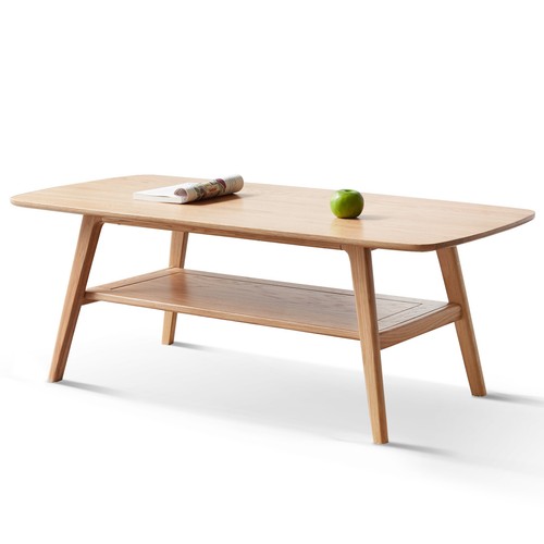 Wood coffee table tier oak - coffee, 2-tier