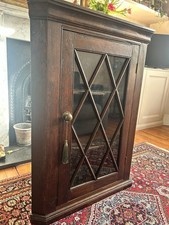 Antique Victorian wall mounted mahogany corner cupboard / cabinet