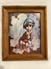 Leighton Jones Signed Lithograph Art Street Urchins‘ Boy With Dog’ 9x7 inches 