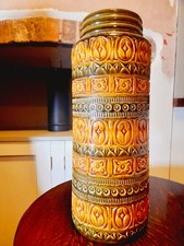 Vintage 1970s West German Scheurich Keramik 'Foligno' Floor Vase Greens Yellows