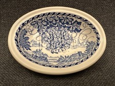 Mason's Crabtree & Evelyn Ceramic Soap Dish Blue White Idyllic Scene Floral