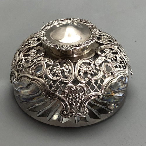 Edwardian silver inkwell - silver,