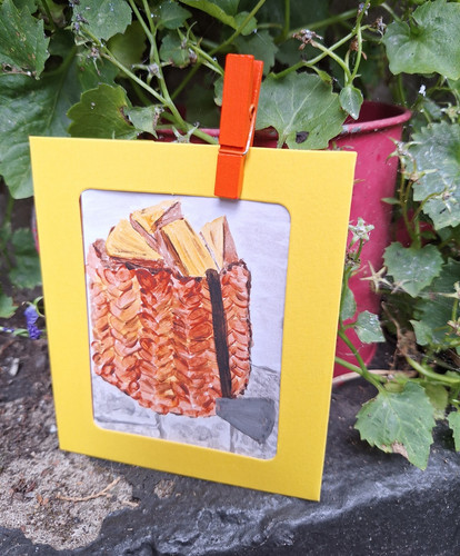 Mini painting wood basket - mini, in