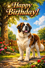 St. Bernard Birthday Card A5 -