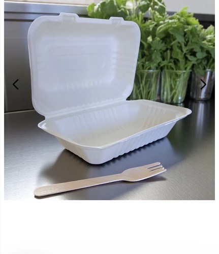 9x6 bagasse clamshell - 50, 9x6”