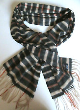 DAKS ladies cashmere stole black beige burnt orange stripe NEW womens shawl wrap