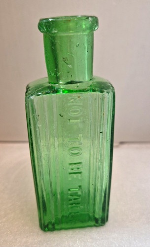Antique green glass poison - antique,