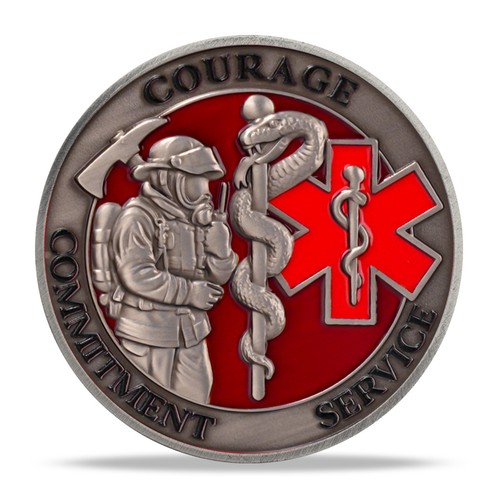 Ems firefighter challenge coin - ems,