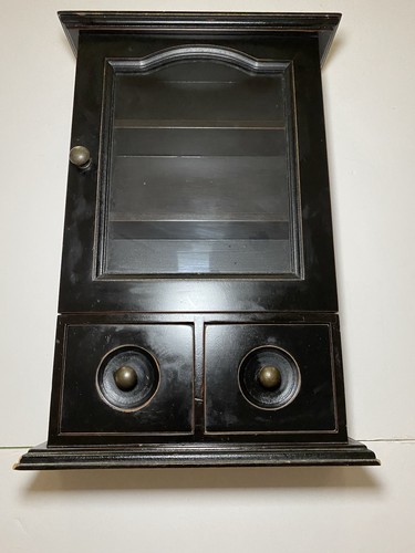 Dark wood curio cabinet with - wood,