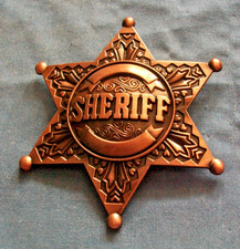 2# Sheriff Badge copper Colour Metal Badge Old West Cowboy Costume Prop Badge 