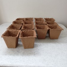 14x Small Biodegradable Plant Pots Seedling Cups Fibre Compostable Square 6cm