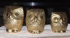 Set vintage brass owls - set, 3