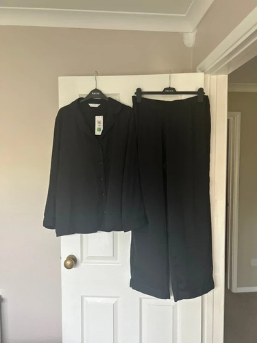 Black satin ladies pyjamas - m&s,