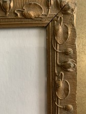 Genuine Art Nouveau delicately floral buds leaves wooden frame 15 x 10.5 ins