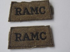 WW2, Royal Army Medical Corps, RAMC, 2 x Slip on shoulder titles.