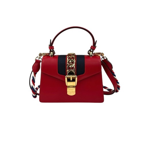 Gucci red leather mini web - red,