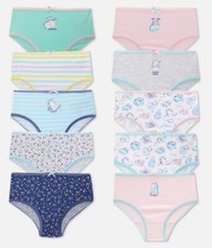 Cat Kitten Briefs Knickers Underwear Pink Navy White 100% Cotton 10 Pack