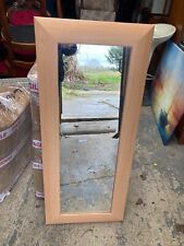 Brown Beech Wood Effect Wall Hanging Mirror 90 x 30 cm