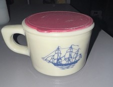 Old Spice, Vintage Shulton Milk Glass Shaving Mug Cup Complete With Lid