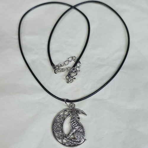 Silver tone wolf moon - tone,