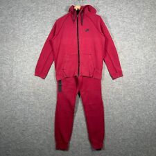 Nike Tracksuit Mens Medium Tech Fleece Red Burgundy Full Zip Running 2 Piece Set