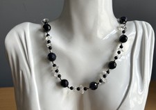 925 Silver Blue Sandstone and Quartz Necklace/ 45cm  