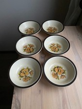 6 Vintage Nutwood Cereal Dessert Bowls 1970s Floral 17 cm (6.65") Diameter