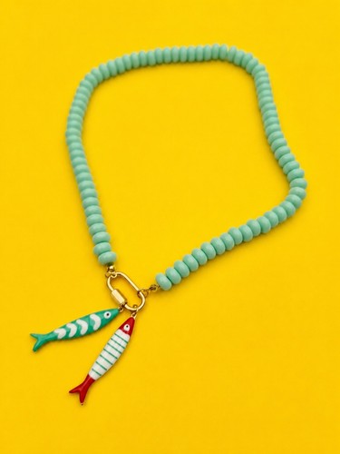 Fish charm beaded - charm, necklace