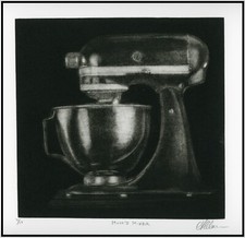 ANTIQUE Vintage Old SUNBEAM MIXMASTER Original MEZZOTINT Signed LISTED ARTIST