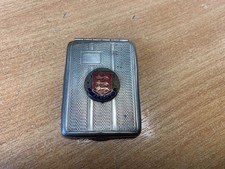 Vintage Silver Plated? JERSEY Matchbook Holder Case - Engine Turned INC MATCHES!