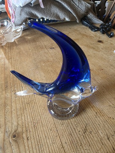 Vintage blue and clear glass - blue,