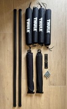 2 Thule Square Roof Bars 853-2341-07 120cm + Kayak / canoe uprights + Pads