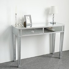 2 Drawers Glass Mirrored Table