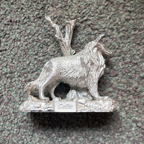Silver collie figurine - silver,