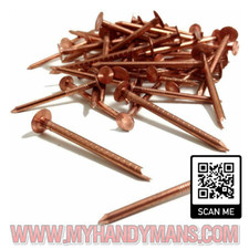 25 Solid Copper Nails Clout Head Tree Stump Killer Roofing DIY 7 Sizes Available