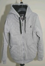 Kangol Faux Fur Lined quilted Hoodie Kaden Mens Full  Zip Hood Grey Warm Winter 