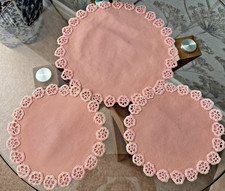 3 VINTAGE PINK COTTON TABLE