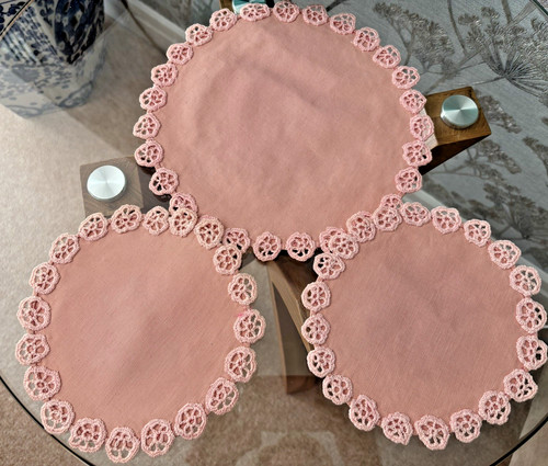 Vintage pink cotton table - vintage,
