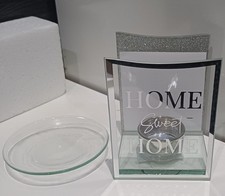 HOME SWEET HOME SILVER GLITTER GLASS WAX MELTER / OIL BURNER 12CM #3