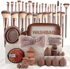 56pcs Large Capacity, Professional Makeup Brushes+Multi-Sized makeup sponge Set.