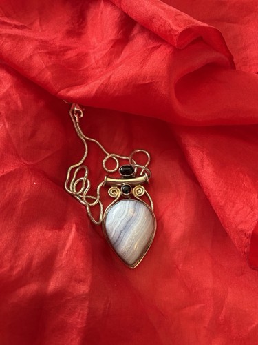 Silver blue lace - blue, agate