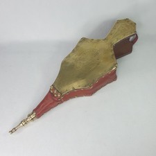 Arts & Crafts Small Bellows Brass, Wood & Leather 16" Fireplace Bellow Antique 