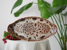 Vintage Foster’s Pottery Cornishware Lava Glaze Oval Platter, 1970s Brown Cream