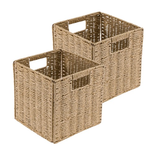 2pcs faux wicker baskets - faux,
