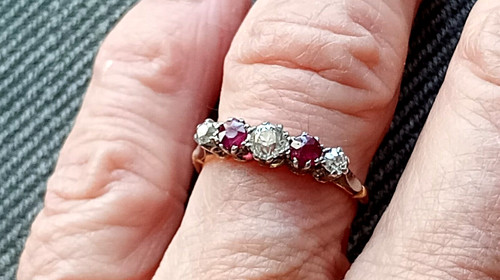 Antique ruby diamond ring - ruby,