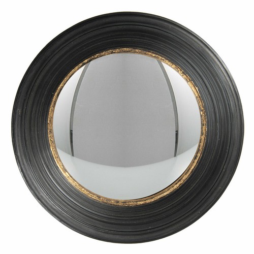 Wall mirror black round - black, convex