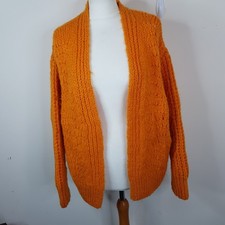 Vibrant Orange River Island Chunky Knit Cardigan UK Large Oversized