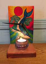 Handmade wooden clock - wooden, whale