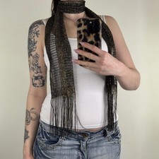 Y2K vintage mesh glitter scarf