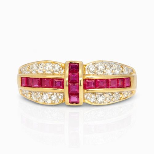Art deco ruby - ruby, ring